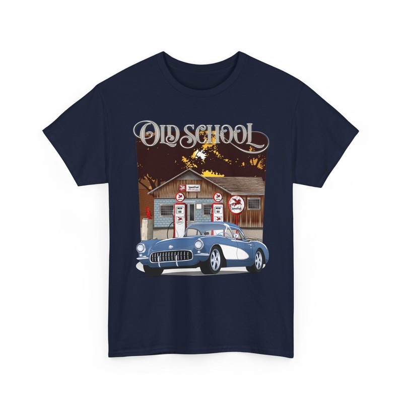 1956 Arctic Blue and White Chevrolet Corvette Old School T-Shirt Tee Shirt