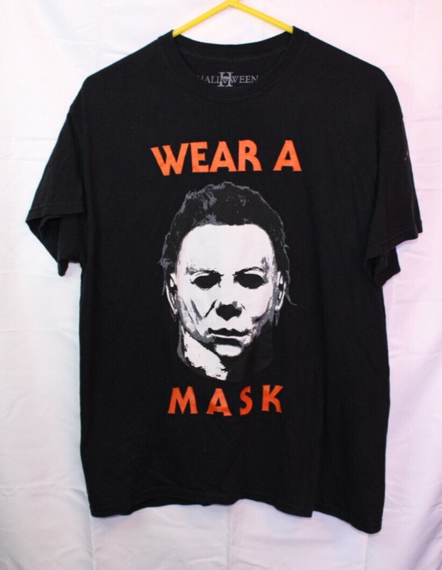 Halloween 2 Mask by Rock Rebel Size Large Black Shirt “Wear A Mask” Blood…
