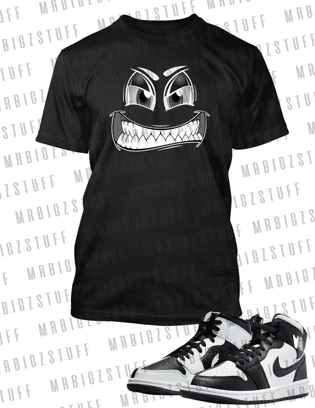 Graphic Attitude Face Sneaker Tee Shirt To Match J1 Split Black Big Tall Small T