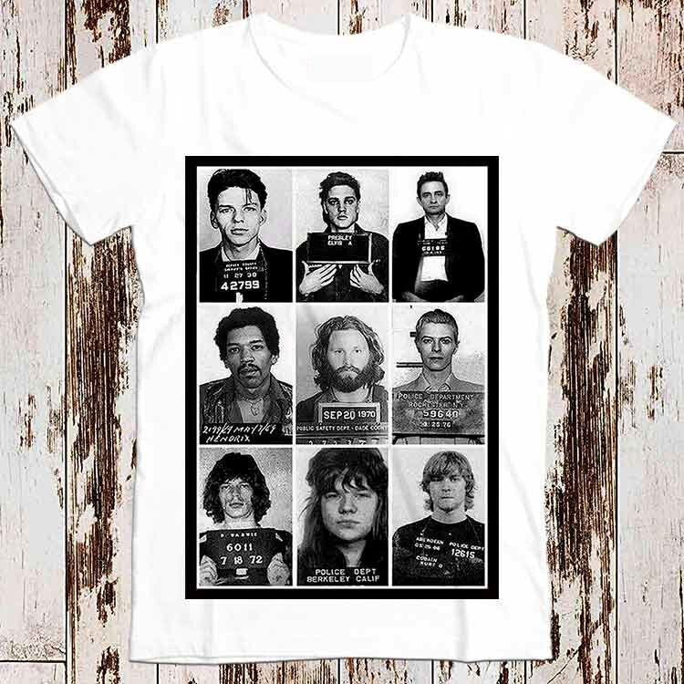 Celebrities Mugshot Rock Stars Retro Cool Vintage Unisex T Shirt 8304