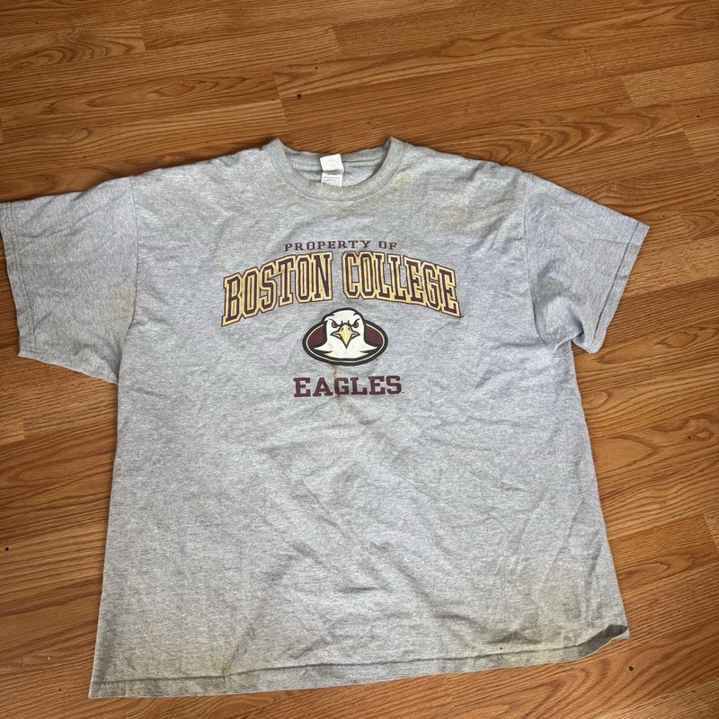Property of Boston College Eagles Vintage Tee 70s Delta Magnum Weight 2XL Gray