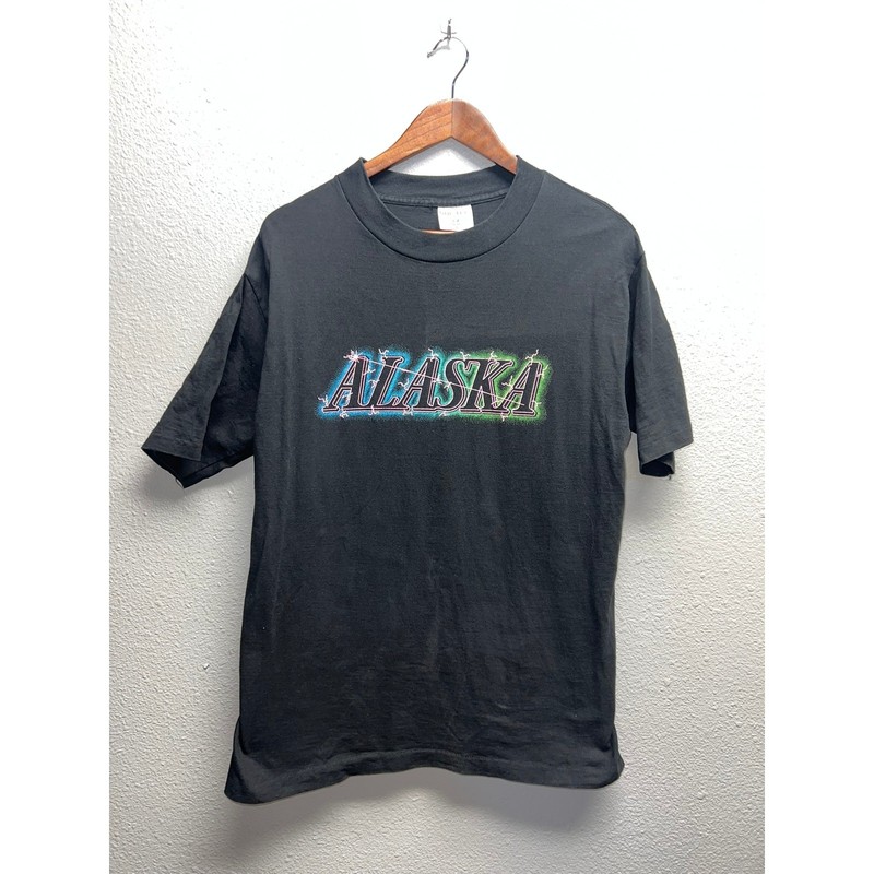 Vintage Alaska Shirt State Tee Sof Tee Jays Black Graphic Tee 90s 1990s VTG L