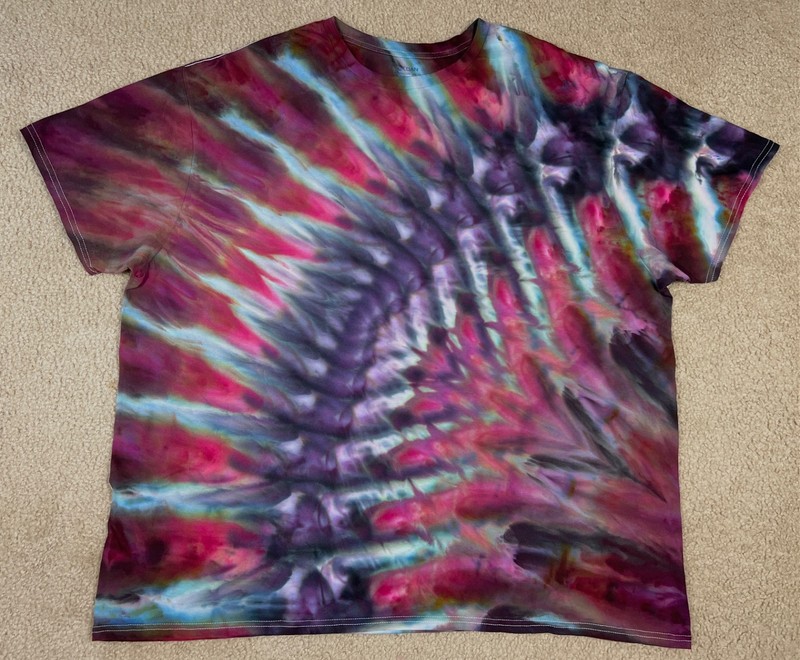 Handmade Ice Tie Dye T-Shirt 3XL Mens Womens Soft Cotton Blue Plum Rolled Dye