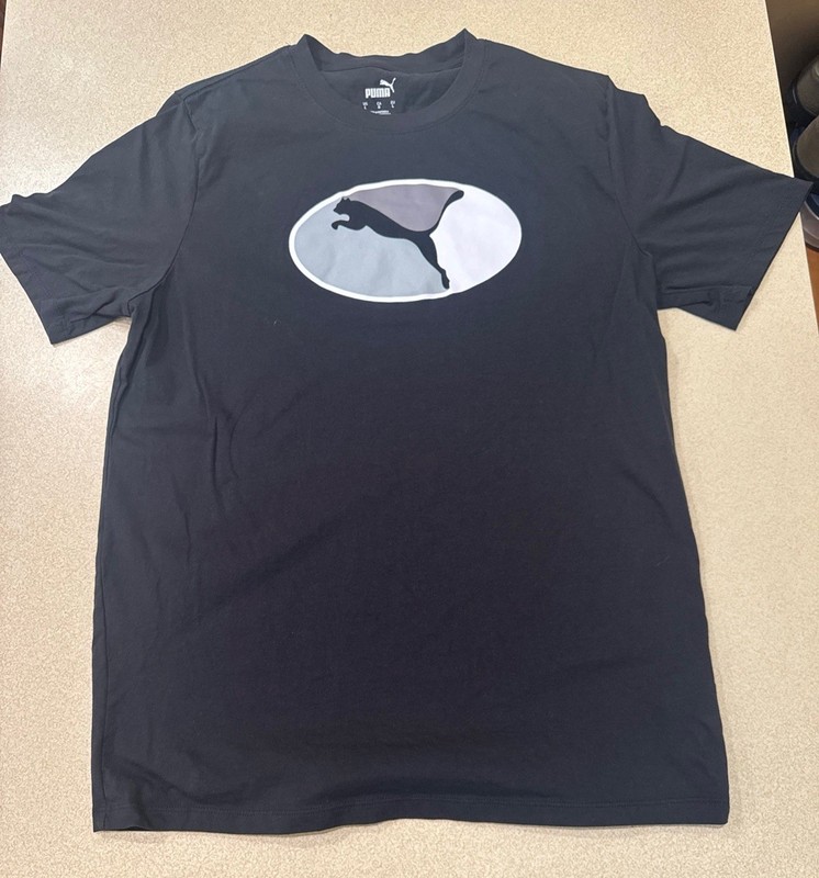 Puma Black T Shirt Cat Size Large Brand New No Tags With Silver Logo