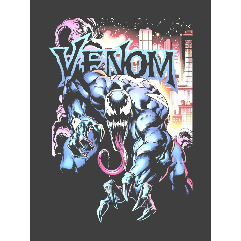 Men's Venom Marvel City Aflame Graphic T-Shirt Tee Charcoal gallery