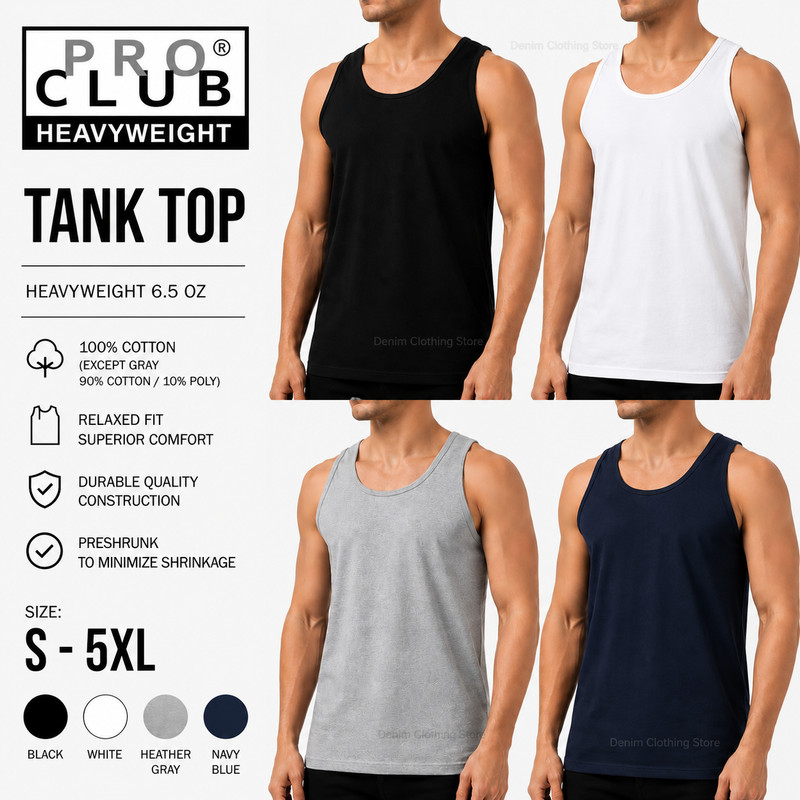 1 NEW PRO CLUB HEAVY WEIGHT TANK TOP OUTERWEAR T-SHIRT UNDERSHIRT SIZE M- 5XL gallery