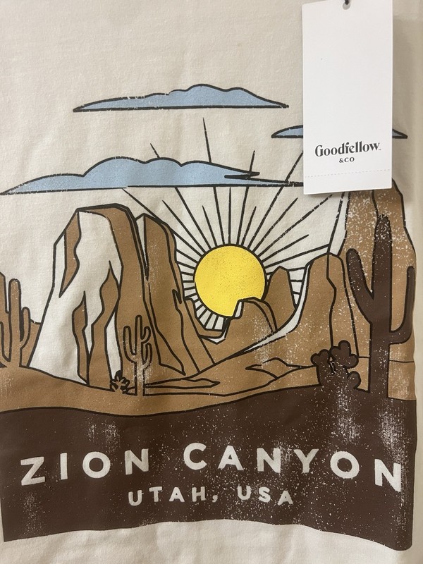 Goodfellow Men's New! Off White Zion Canyon Graphic Tee In Size Medium NWT gallery