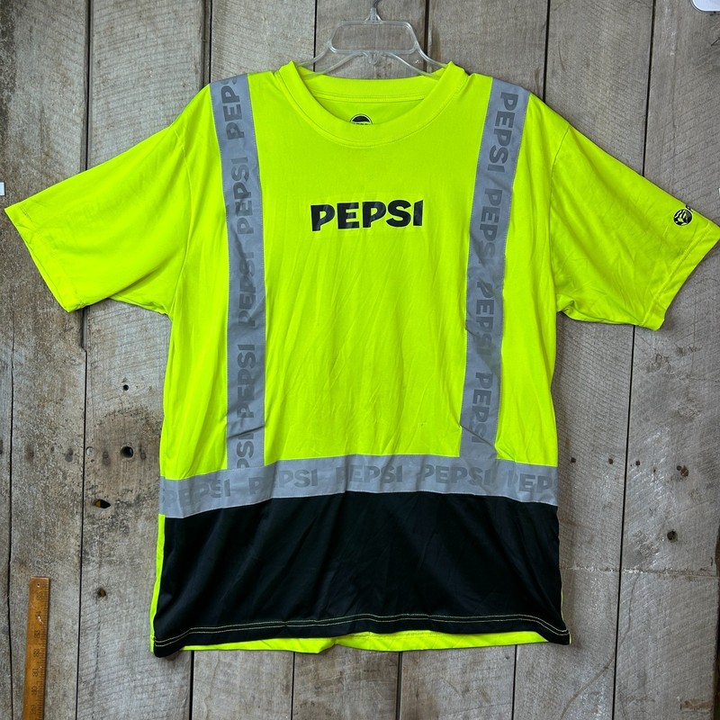 Pepsi Zero Safety Shirt Large Hi Vis Reflective Workwear Neon Yellow Tee