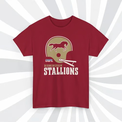 Birmingham Stallions 1983 USFL Vintage Football Cardinal T-Shirt