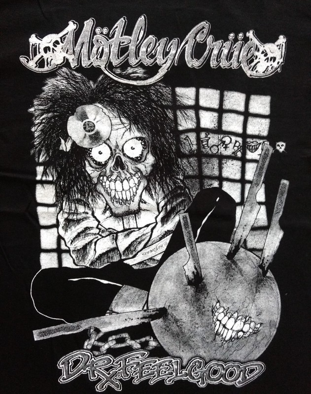 MOTLEY CRUE T-Shirt RARE Embroidered Logo Dr. Feelgood Vince Neil Tommy Lee Sixx gallery
