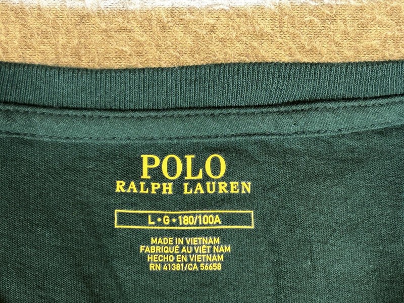 Polo Ralph Lauren Shirt Mens Large Green Long Sleeve Big Pony Spellout Crewneck gallery