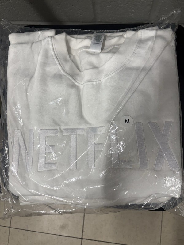 Netflix White Embroidered Logo Shirt Size Medium New Sealed (2 Available)