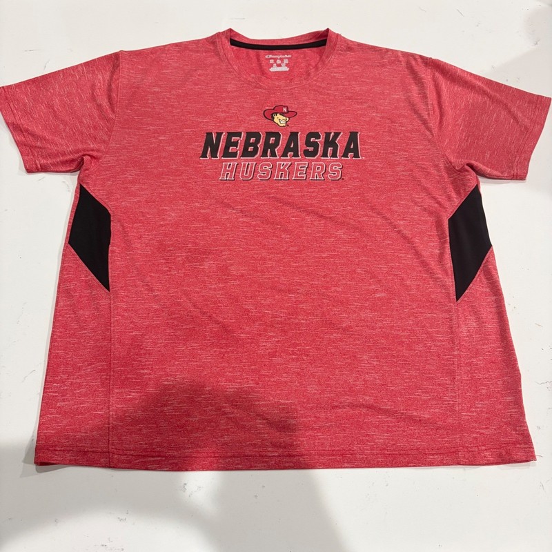 Champion Elite Nebraska Huskers Red Heather Performance T-Shirt Mens 2XL NCAA