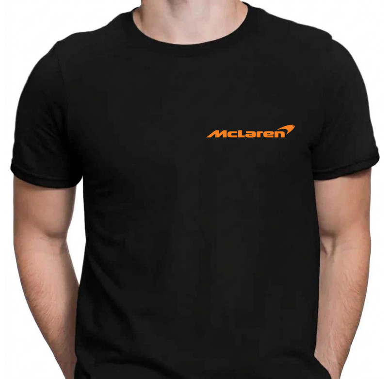 Mclaren Black T Shirt McLaren Neon Orange Logo