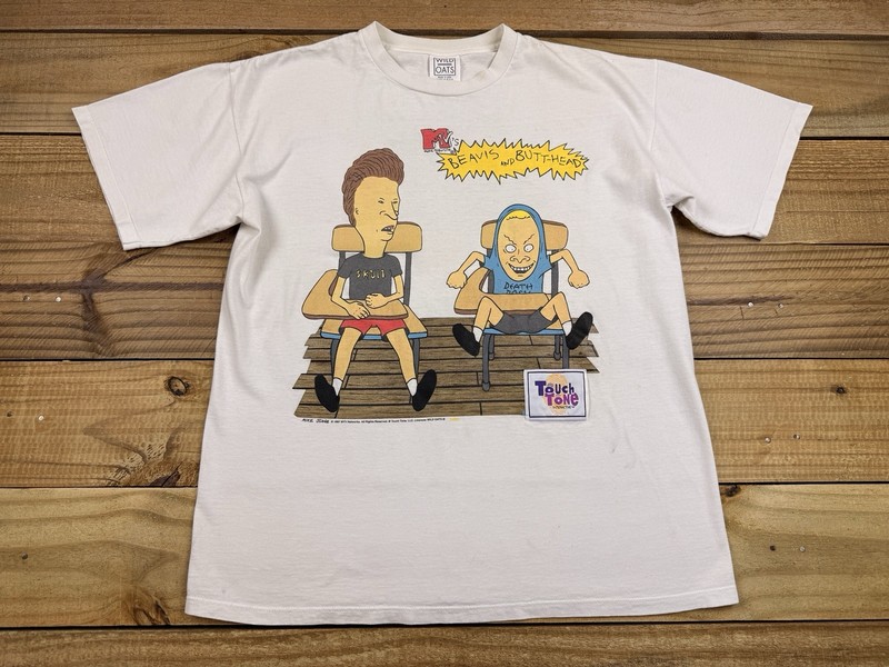 VTG 1997 Wild Oats Touch Tone Beavis & Butthead T-Shirt Sz L Mike Judge MTV