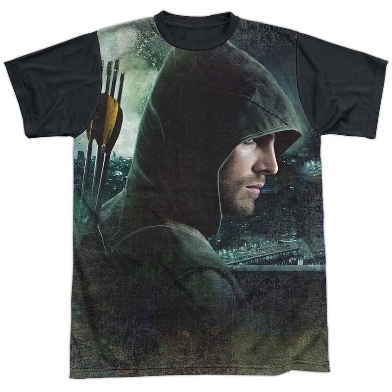 Arrow Hero Adult Halloween Costume T Shirt (Black Back), S-3XL