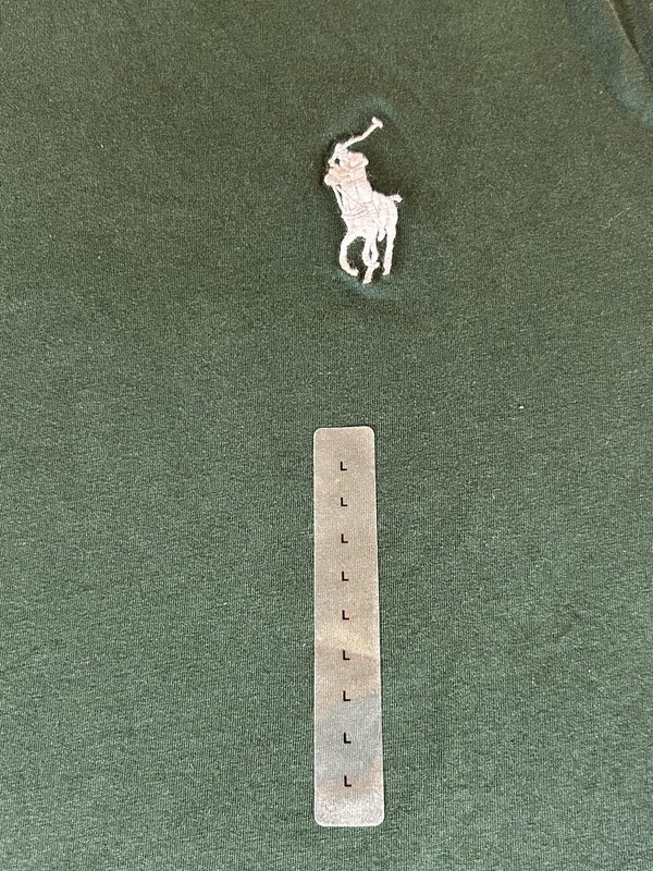 Polo Ralph Lauren Shirt Mens Large Green Long Sleeve Big Pony Spellout Crewneck gallery