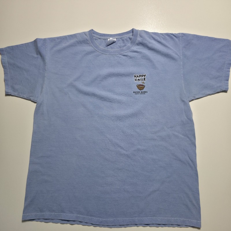Happy Hour Outer Banks North Carolina T Shirt XL Blue Beach Graphic Cocktail Tee