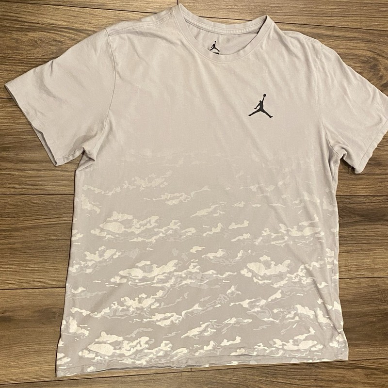 Air Jordan Cloud Pattern T-Shirt Streetwear Athletic Casual Gray White XL