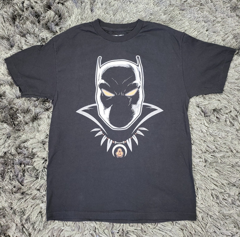 Rufnek T-Shirt Mens Large Black Panther Marvel Short Sleeve Cotton Pullover Logo