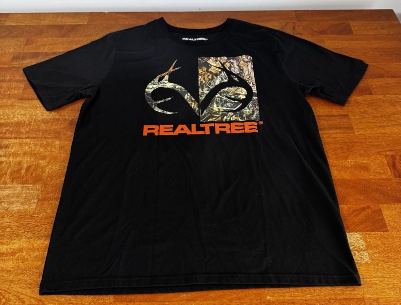 Realtree T-Shirt Deer Antlers Camouflage Graphic Men’s Xl Black Tee