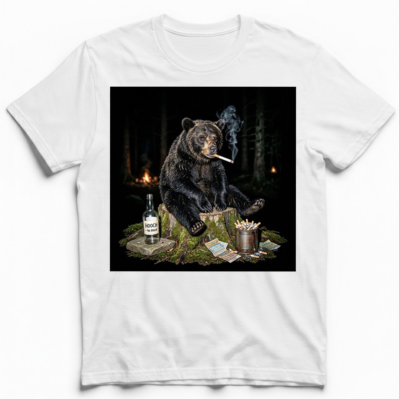 Funny Bear Smoking T-Shirt Bad Habits Forest Wildlife Meme Graphic Tee gallery