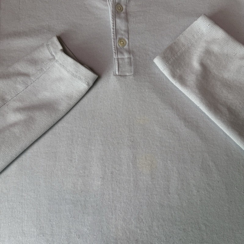 Billy Reid Henley Shirt Large Gray Blue Tint Long Sleeve Cotton Minimalist NYC gallery