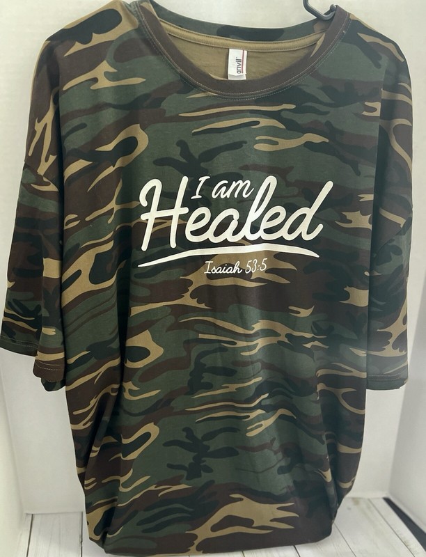 ANVIL BRAND “I Am Healed” Isaiah 53:5 Camo Shirt Men’s Short Sleeve Size 3XL