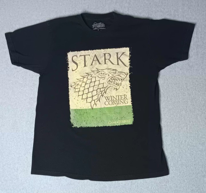 Game Of Thrones Starks House “Winter Is Comming” Graphic Tee Mens Size L Black
