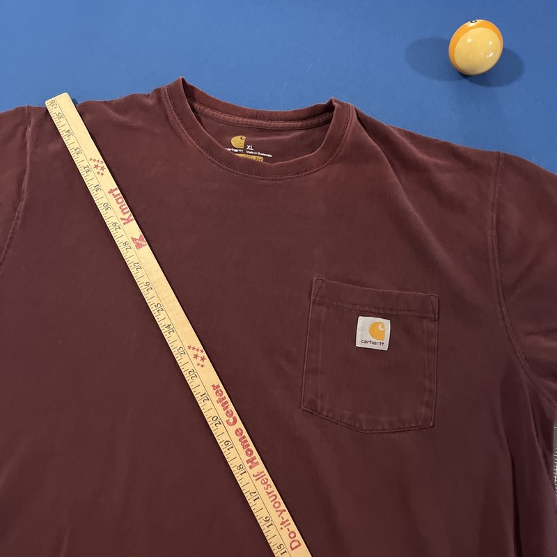 Carhartt Short-Sleeve T-Shirt Men’s XL Plum Worn/Fade Chest Pocket Grunge Stoner