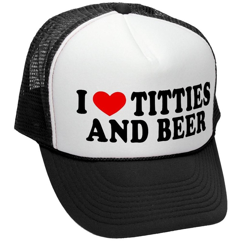 I HEART TITTIES AND BEER - LOVE FUNNY JOKE GAG - Unisex Adult Trucker Cap Hat