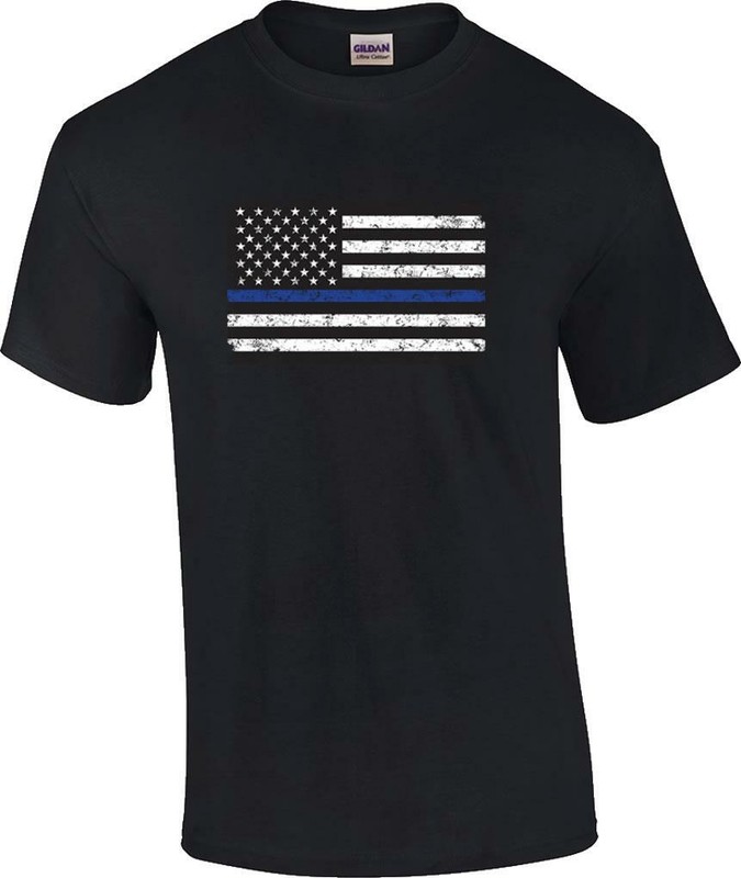 Thin Blue Line T-Shirt Flag Law Enforcement Police T-shirt