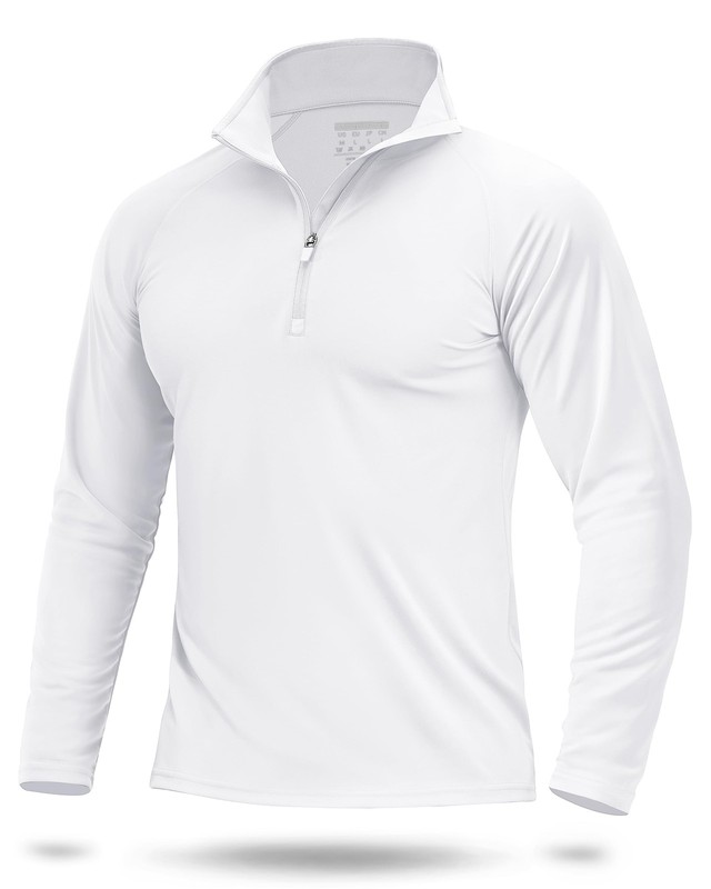 SPF Shirts for Men UPF 50 Shirts Long Sleeve Mens Quarter Zip Pullover Golf L…