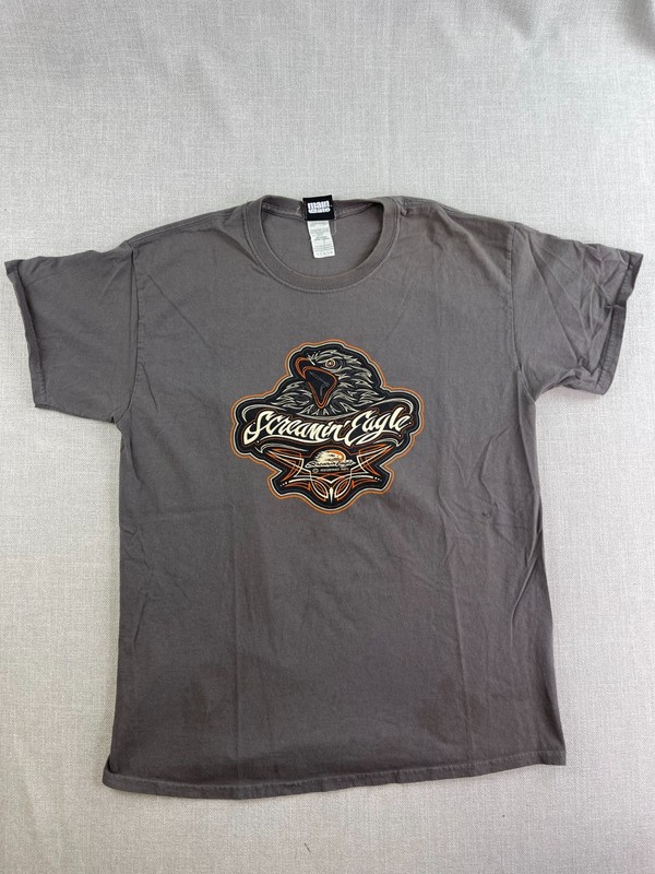 Vintage Harley Davidson Motorcycles Adult Large T Shirt Screaming Eagle Gray