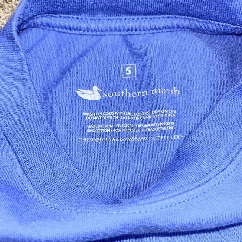 Southern Marsh Shirt Mens Size Small Blue Pocket Graphic Print Short Sleeve Fish gallery