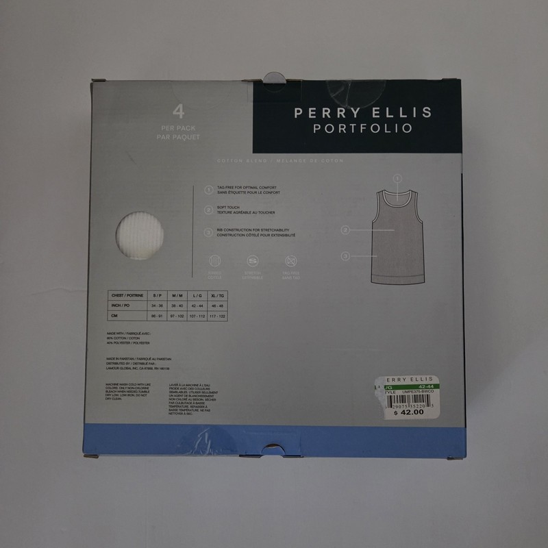 Free Same Day Shipping Perry Ellis Men's Cotton Blend Tank Tops 4 Pack Large gallery