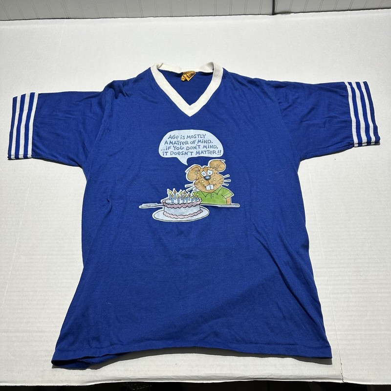 Vintage Humor Aging T-Shirt Mens L Funny Novelty Single Stitch Novelty Baseball
