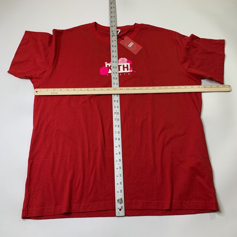 KITH Shirt Mens 2XL Cardinal Treats Plum Blossom Cotton Short Sleeve Floral Logo gallery