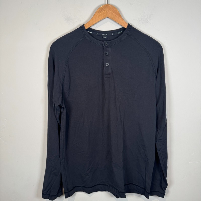 Public Rec Go-To Henley Shirt Size Medium Black Pima Cotton Stretch Long Sleeve