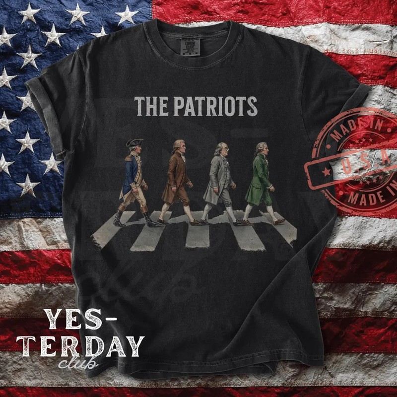 The Patriots Founding Fathers Walking Abbey Road American Flag Patriotic T-Shirt gallery