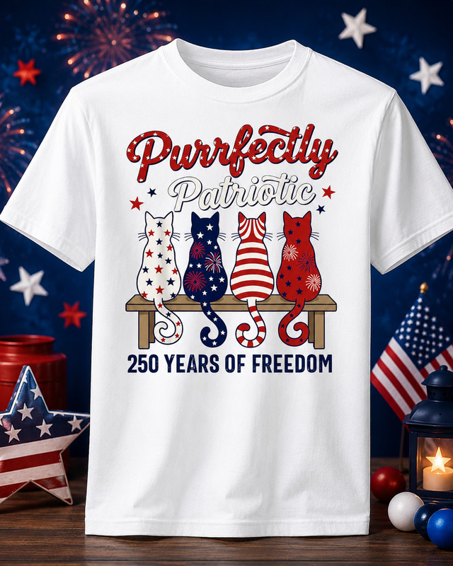 250th 4th of July Patriotic Funny Cat Lover 1776