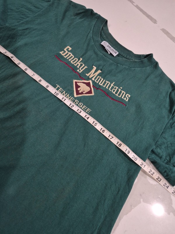 Vintage Smoky Mountains Tennesse Hunter Green Unisex Shirt Size L Made In USA!! gallery