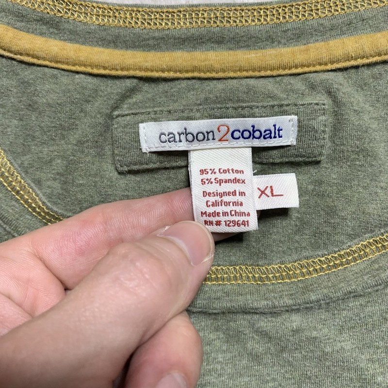 Carbon 2 Cobalt T-Shirt Mens XL Olive Green Cotton Stretch Contrast Stitch gallery