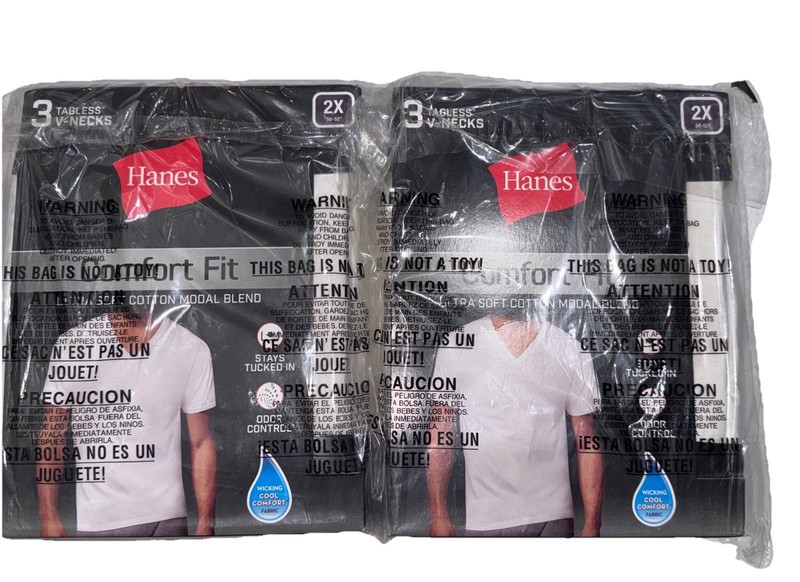 Hanes Men’s 3 Pack Comfort Fit Tagless White T -Shirts Size 2XL 50-52" LOT OF 2!