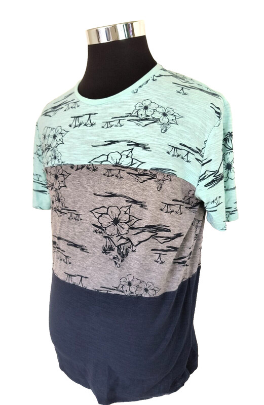 Ocean Current Tee Shirt Men's Size L Blue Gray Green Crew Neck Cotton Blend gallery