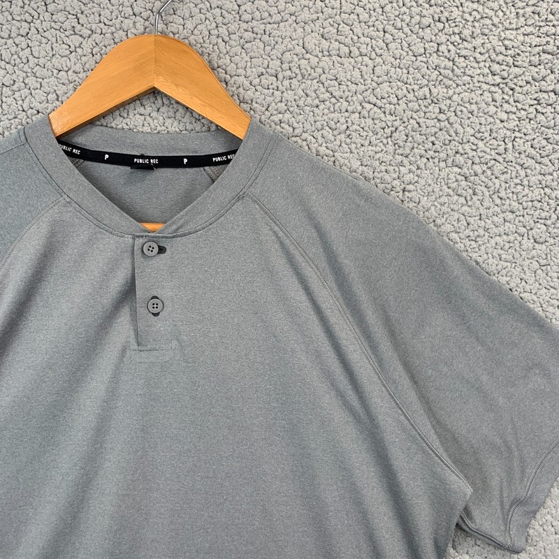 Public Rec Henley Shirt Mens Medium Gray Pima Short Sleeve Active Work Travel gallery