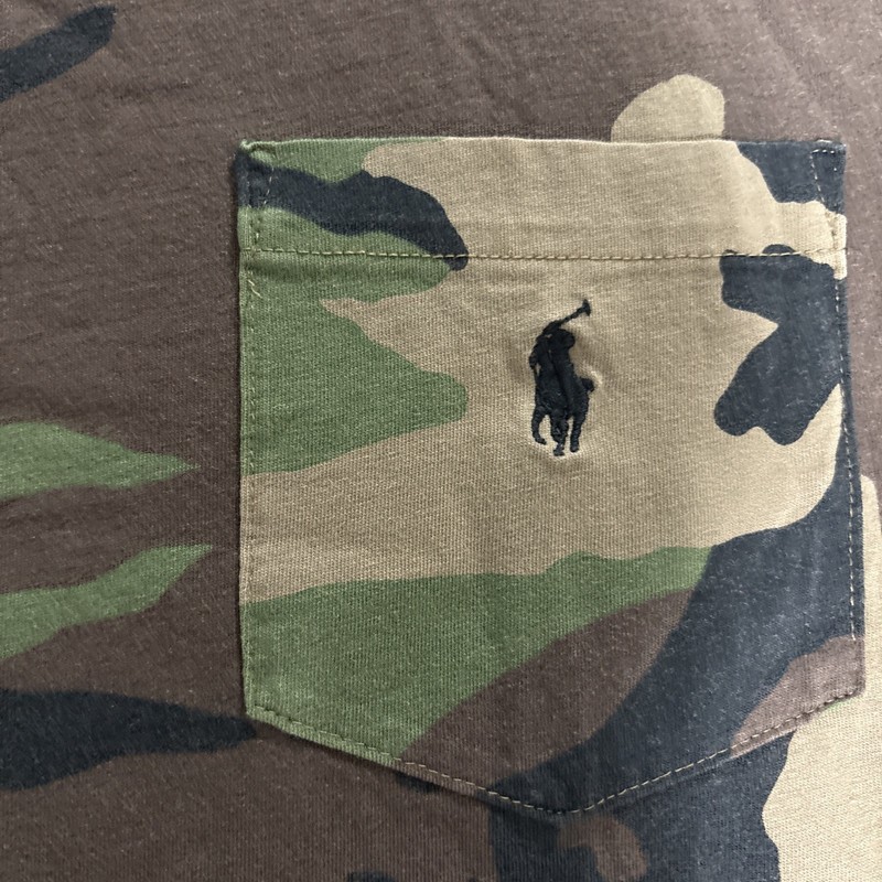 Polo Ralph Lauren T Shirt Mens Large Camouflage Camo Long Sleeve Pocket Crewneck gallery