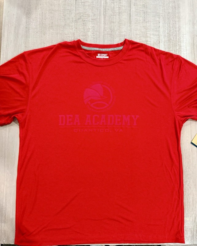 “DEA ACADEMY” Red Dri-Fit Style Athletic T Shirt - Size XL - by MV Sport - NWT! gallery