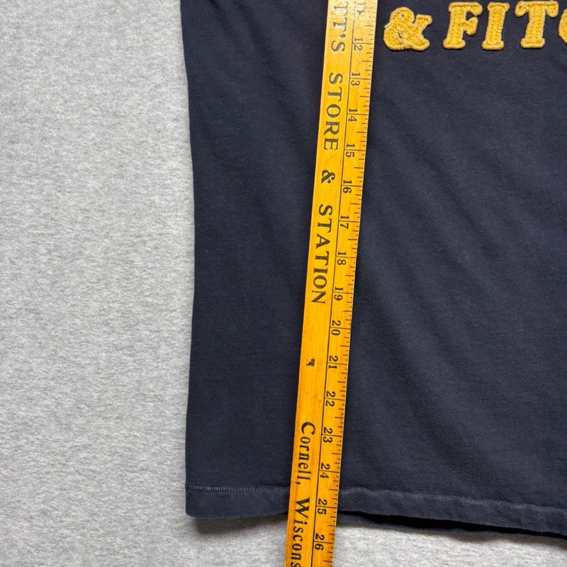 Abercrombie & Fitch Mens Muscle Fit T-Shirt Navy Blue Yellow Logo Moose Large gallery