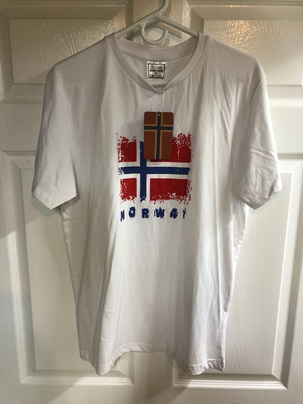 New NWT Norge Norway T-Shirt Size Medium Men’s Cotton White